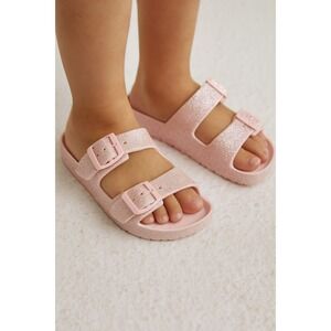 Cat & Jack Glitter Sandals Slides‎ Adjustable Buckle Pink Sparkle Shoes Size 1